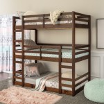 Solid Wood Triple Bunk Bed - Walnut