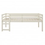 Solid Wood Low Loft Bed - White