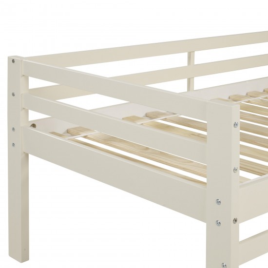 Solid Wood Low Loft Bed - White