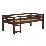 Solid Wood Low Loft Bed - Walnut