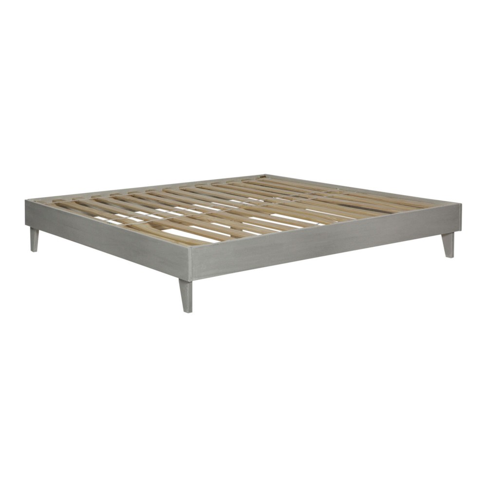 Solid Wood King Platform Bed - Grey Brush