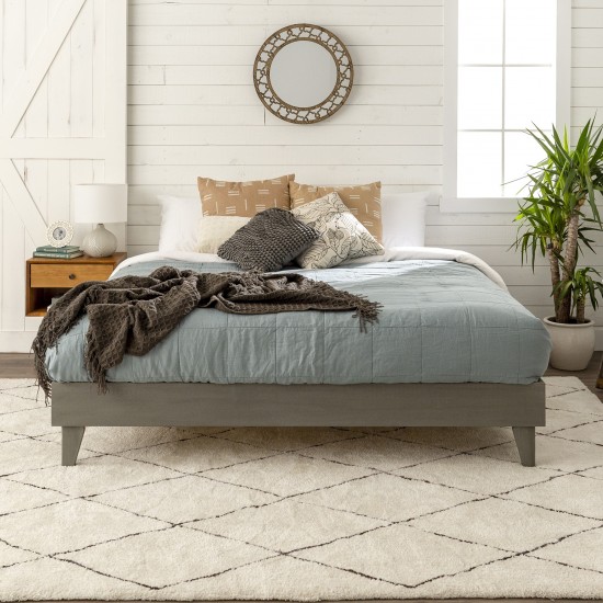 Solid Wood King Platform Bed - Grey Brush