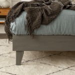 Solid Wood King Platform Bed - Grey Brush