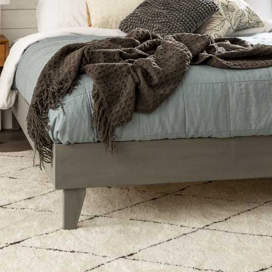 Solid Wood King Platform Bed - Grey Brush