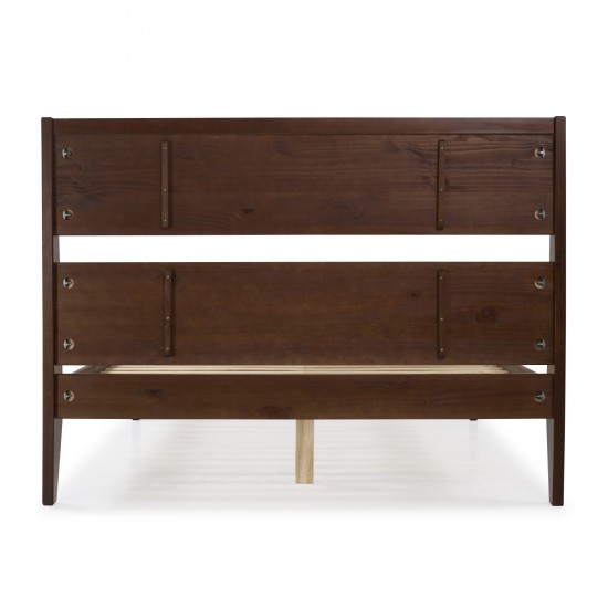 Malyn Queen Solid Wood Modern Platform Bed - Walnut