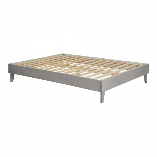 Solid Wood Queen Platform Bed - Grey Brush