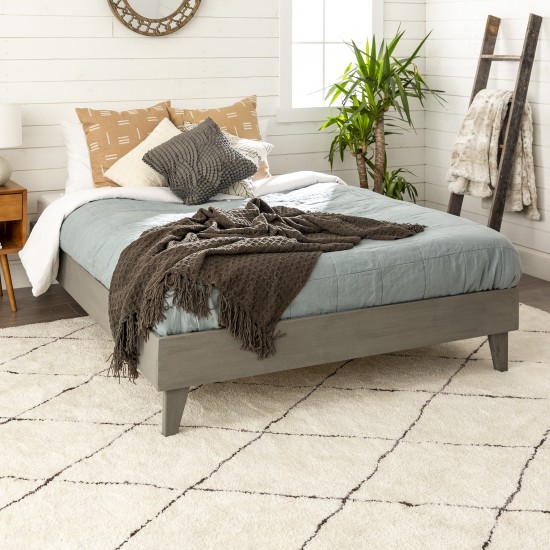 Solid Wood Queen Platform Bed - Grey Brush