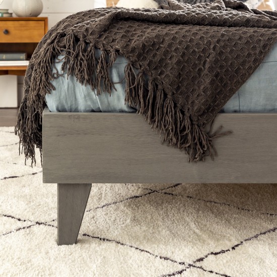 Solid Wood Queen Platform Bed - Grey Brush