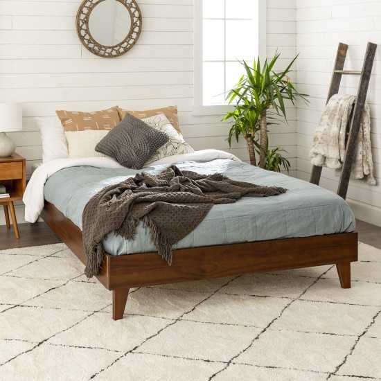 Solid Wood Queen Platform Bed - Walnut