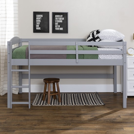 Solid Wood Low Loft Twin Bed - Grey