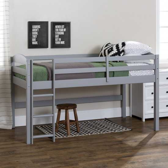 Solid Wood Low Loft Twin Bed - Grey