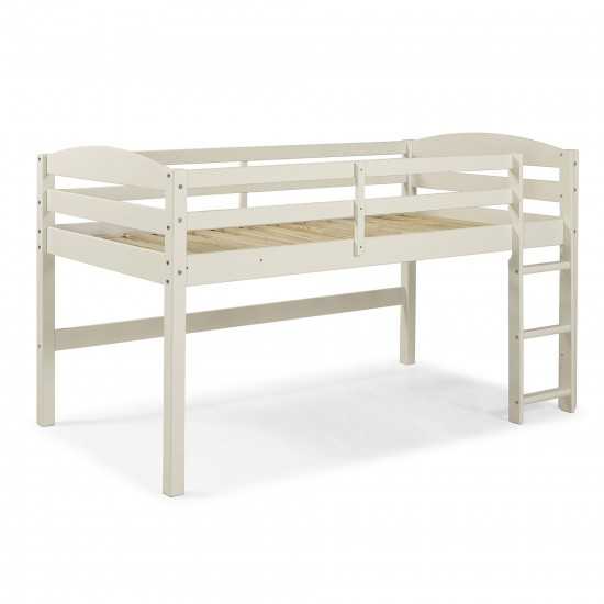 Solid Wood Low Loft Twin Bed - White