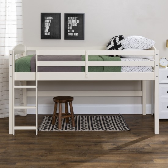 Solid Wood Low Loft Twin Bed - White