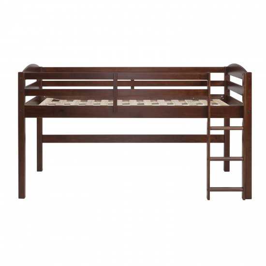 Solid Wood Low Loft Twin Bed - Walnut