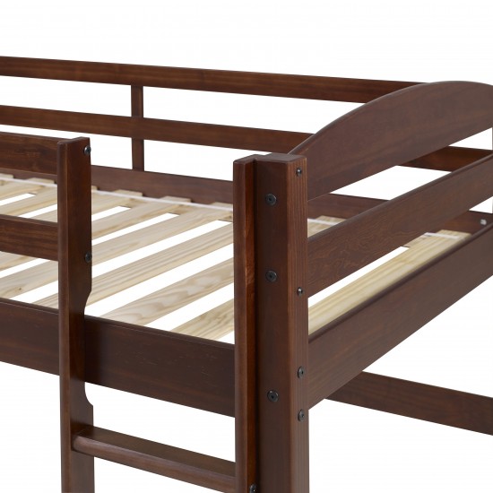 Solid Wood Low Loft Twin Bed - Walnut