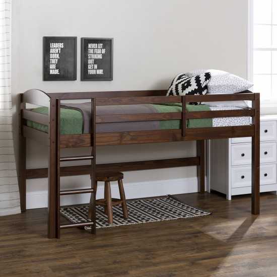 Solid Wood Low Loft Twin Bed - Walnut