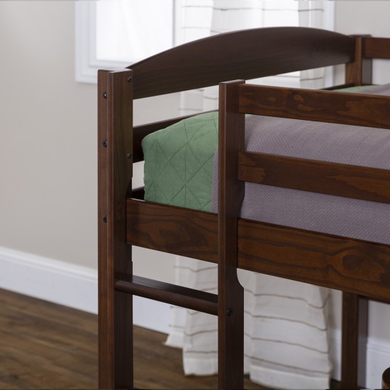 Solid Wood Low Loft Twin Bed - Walnut