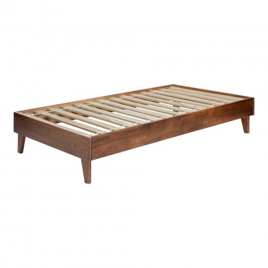 Solid Wood Twin Platform Bed - Walnut