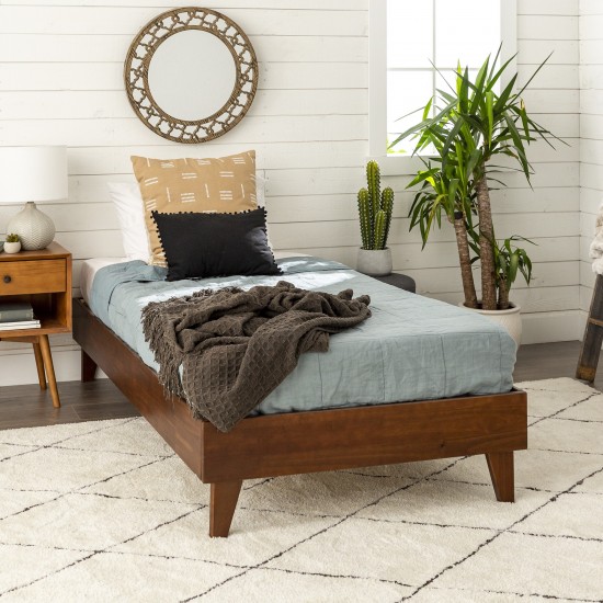 Solid Wood Twin Platform Bed - Walnut