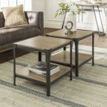 Angle Iron Rustic Wood End Side Table, Set of 2 - Driftwood