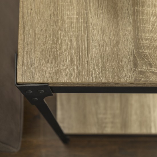 Angle Iron Rustic Wood End Side Table, Set of 2 - Driftwood