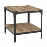Angle Iron Rustic Wood End Side Table, Set of 2 - Barnwood