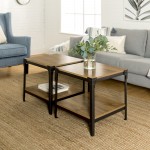 Angle Iron Rustic Wood End Side Table, Set of 2 - Barnwood