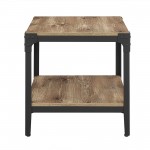 Angle Iron Rustic Wood End Side Table, Set of 2 - Barnwood