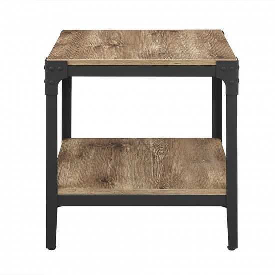 Angle Iron Rustic Wood End Side Table, Set of 2 - Barnwood