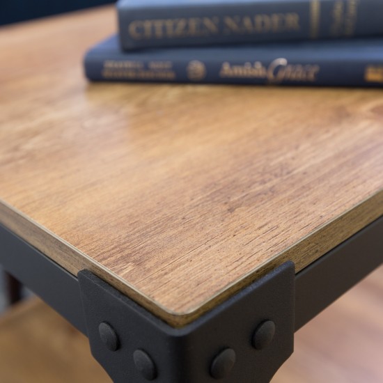 Angle Iron Rustic Wood End Side Table, Set of 2 - Barnwood