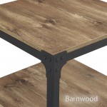 Angle Iron Rustic Wood End Side Table, Set of 2 - Barnwood