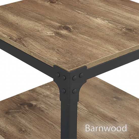 Angle Iron Rustic Wood End Side Table, Set of 2 - Barnwood