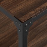 Angle Iron Rustic Wood End Side Table, Set of 2 - Dark Walnut