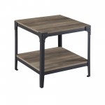 Antle Iron Rustic Wood End Side Table, Set of 2 - Grey Wash