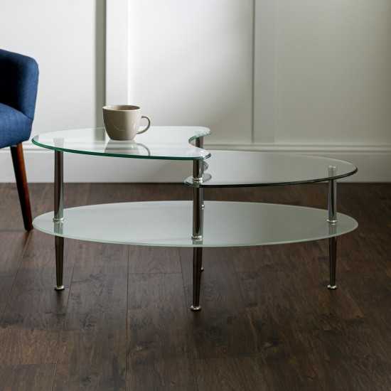 Mariner Mid Century Modern Dual Top Glass Coffee Table