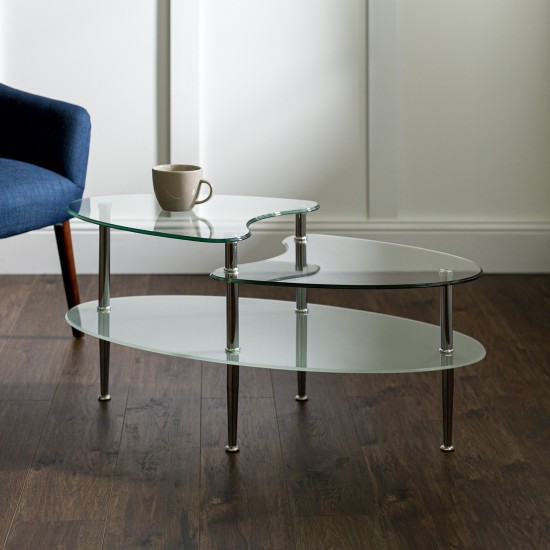 Mariner Mid Century Modern Dual Top Glass Coffee Table