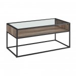 Jersey Urban Box Frame Glass Top Coffee Table - Grey Wash