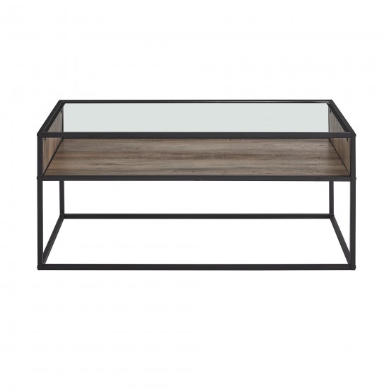 Jersey Urban Box Frame Glass Top Coffee Table - Grey Wash