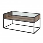 Jersey Urban Box Frame Glass Top Coffee Table - Grey Wash