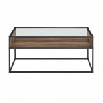 Jersey Urban Box Frame Glass Top Coffee Table - Rustic Oak