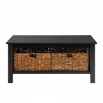 Mission Storage Coffee Table with Baskets - Black