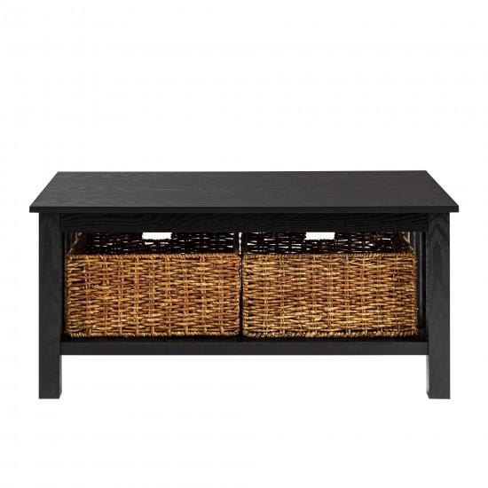 Mission Storage Coffee Table with Baskets - Black