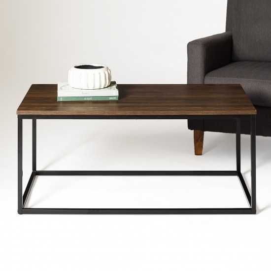 Lowell Open Box Frame Mixed Material Coffee Table - Dark Walnut