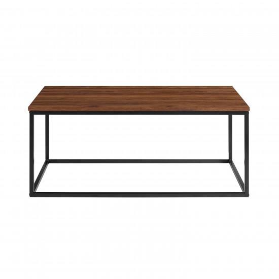 Lowell Open Box Frame Mixed Material Coffee Table - Dark Walnut