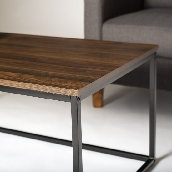 Lowell Open Box Frame Mixed Material Coffee Table - Dark Walnut