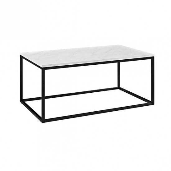 Lowell Open Box Frame Mixed Material Coffee Table - Faux White Marble