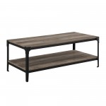 Angle Iron Rustic Wood Coffee Table - Grey Wash