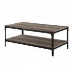 Angle Iron Rustic Wood Coffee Table - Grey Wash