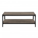 Angle Iron Rustic Wood Coffee Table - Grey Wash