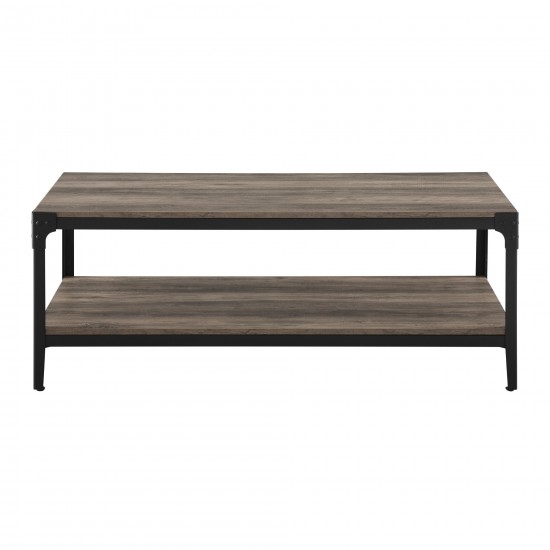 Angle Iron Rustic Wood Coffee Table - Grey Wash